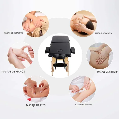 Miniatura 6 de Yaheetech - Mesa de masaje portátil, camas para pestañas, cama de spa, sofá de masaje plegable, mesas de spa ajustables, plegables en 2 con bolsa