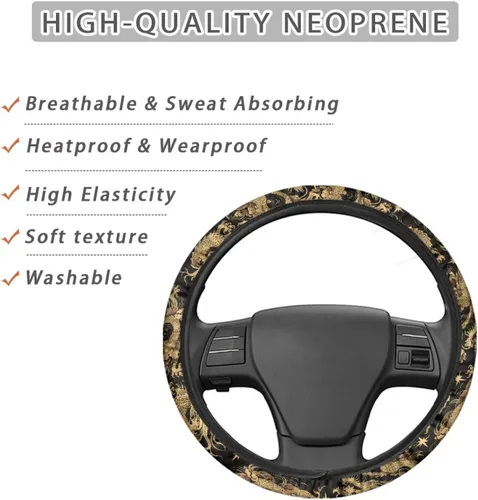 Miniatura 4 de Asian Dragon - Funda universal para volante de automóvil, accesorios interiores de automóvil, lavable, transpirable, funda para volante