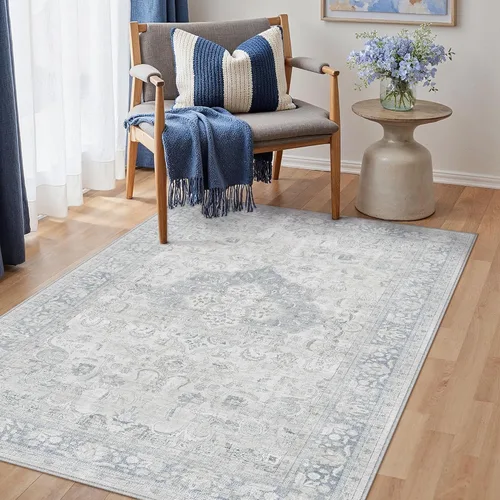 Miniatura 70 de PureCozy Alfombra de área beige de 2 x 3 pulgadas, lavable, vintage, pequeña, para entrada, cocina, suave, retro, floral, de pelo bajo, tapete