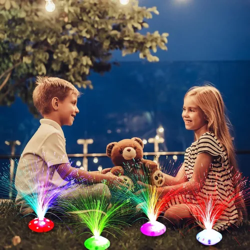 Miniatura 5 de Retisee 24 lámparas de fibra óptica, multicolores para centros de mesa, luces ópticas alimentadas con base de cono, cristales iluminados
