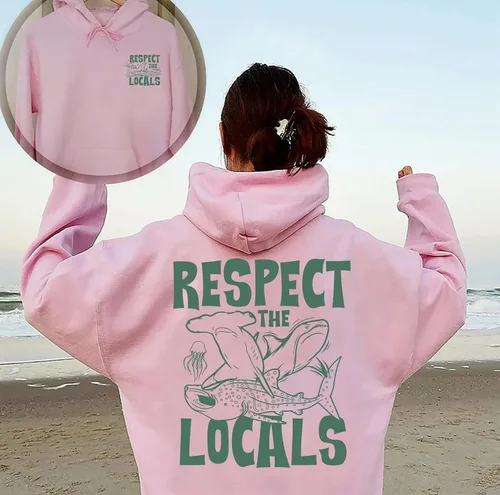 Miniatura 4 de CURTIZON Respect The Locals - Sudadera con capucha de tiburón, diseño inspirado en el océano