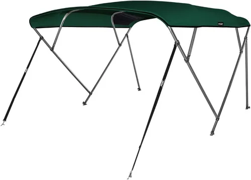 MSC - Toldo superior de barco de 3 y 4 arcos, poliéster teñido en solución 600D, incluye 2 postes de soporte y 4 correas ajustables Verde bosque