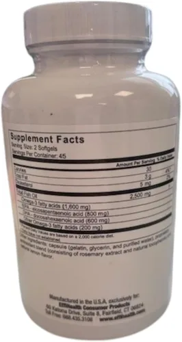 Miniatura 6 de EffiHealth - Aceite de pescado Omega-3 - Aceite de pescado de triple fuerza de 2500 mg, 1200 mg de EPA, 600 mg de DHA - Apoya la salud del corazón