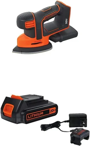 BLACK+DECKER Lijadora de ratón MAX de 20 V con batería de litio y cargador (BDCMS20B y LBXR20CK)