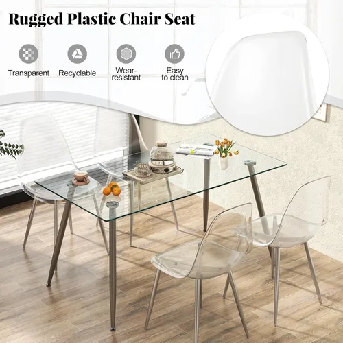 Miniatura 3 de Tangkula Juego de 4 mesas de comedor para 4, mesa y sillas de cocina modernas, mesa y sillas de cristal para sala de estar pequeña, cocina