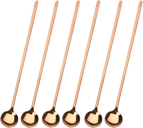 Miniatura 11 de 6 cucharas de café negras, cucharas de café espresso de acero inoxidable 18/8, mini cuchara de té Vogue de 5.2 pulgadas, cuchara pequeña agitadora