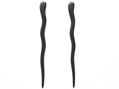 Miniatura 3 de Zz-bg-charming - 2 unidades de palillos para el cabello, ébano natural (sándalo negro) hecho a mano, tallados a mano, chal, paquete de 2 piezas