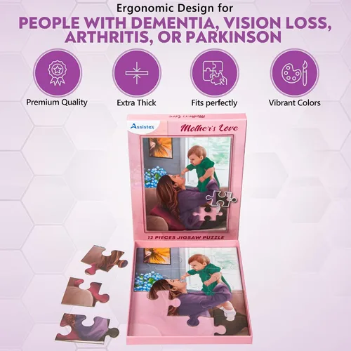 Miniatura 3 de Assistex Rompecabezas de piezas grandes para personas mayores con demencia con indicaciones de conversación, juego de memoria de piezas grandes