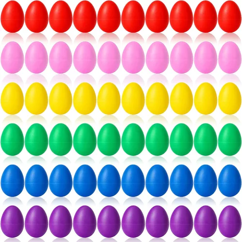 Foraineam 60 piezas de plástico para huevos - coloridos huevos de Pascua Maracas Instrumentos musicales - Huevos de música de percusión Noisemaker