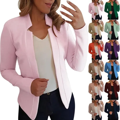 Miniatura 5 de Chaquetas ligeras para mujer, estilo casual, manga larga, frente abierto, chaqueta elegante, para trabajo, oficina, trajes profesionales