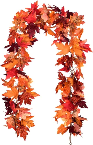 Miniatura 10 de DearHouse - Guirnalda de hojas de arce, 2 unidades, 5.9 pies la unidad, vid para colgar, guirnalda artificial para el otoño, ramaje para decorar
