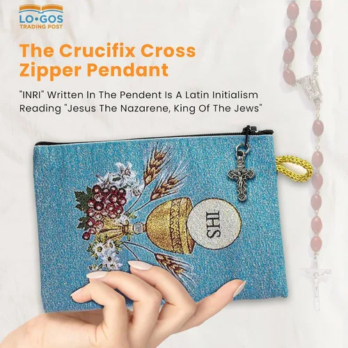 Miniatura 62 de Bolsa de rosario católico, estuche de rosario de bautismo para niños con números 6:24-26, versículo de la Biblia, 4 x 6 pulgadas, joyería y monedero
