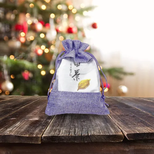 Miniatura 6 de TheDisplayGuys For Your Modern Living Paquete de 12 bolsas de regalo pequeñas de lino, arpillera y organza con cordones