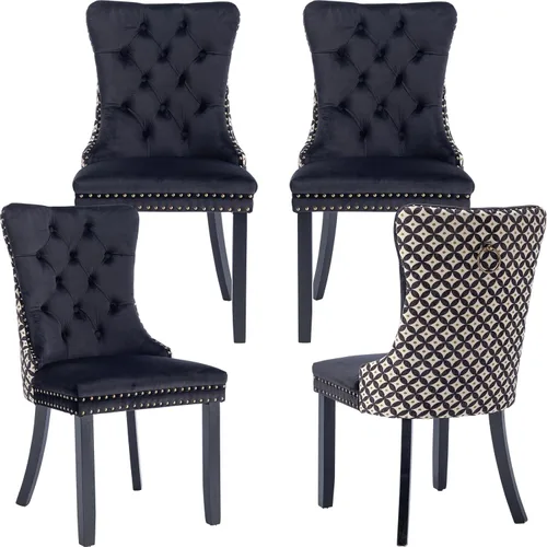 Miniatura 30 de Velvet Dining Chairs Set of 2, Tufted High Chairs with Nailhead Trim, Pull Ring, Black Solid Wood Legs, Elegant Upholstered Accent Chairs for Dining