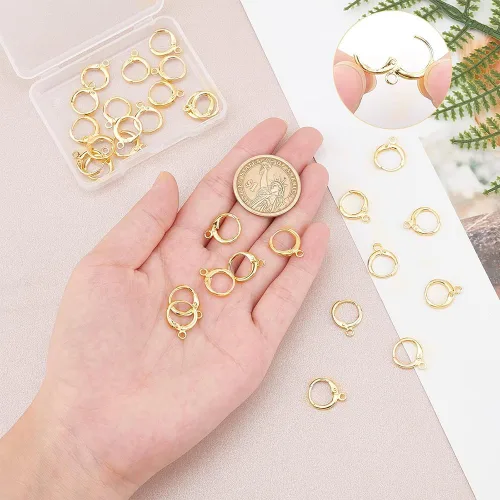 Miniatura 6 de PH PandaHall 30 ganchos chapados en oro de 18 quilates, aretes de aro con palanca en la parte trasera, aretes de gancho de oro de calibre 12