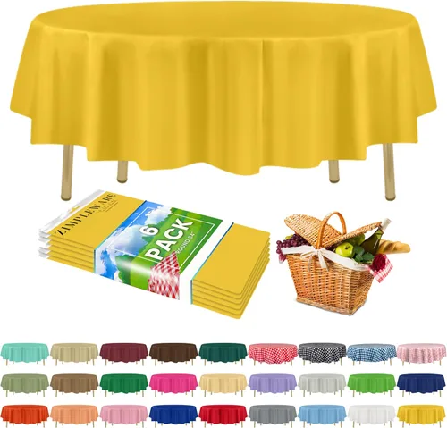 Miniatura 49 de Zimpleware - Mantel redondo de plástico para fiestas de 213 cm (84 pulgadas) de diámetro (paquete de 1, 6 y 12 unidades)