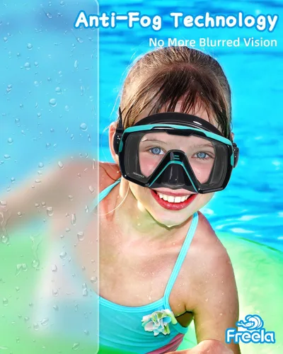 Miniatura 3 de Freela Gafas de natación para niños con cubierta de nariz para 6 a 16 años, paquete de 2 máscaras de natación de visión amplia, antiniebla, sin