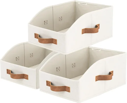 Miniatura 23 de StorageWorks - Contenedores de almacenamiento para armario, caja organizadora trapezoidal para estantes, contenedor de tela para ropa, cestas Marrón