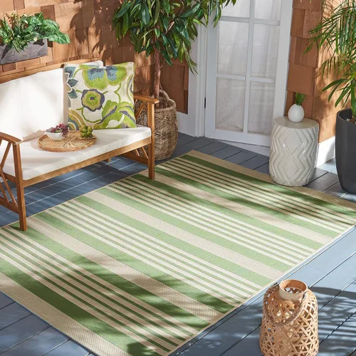 Miniatura 46 de SAFAVIEH Courtyard Collection - Alfombra decorativa, 2.3 x 5 pies, beige y verde oscuro, para interior/exterior, resistente a la intemperie