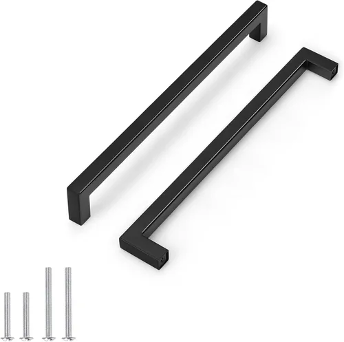 Miniatura 23 de Probrico - Tiradores cuadrados de acero inoxidable para puerta de armario o cajón, color negro, 0.5 pulgadas de ancho