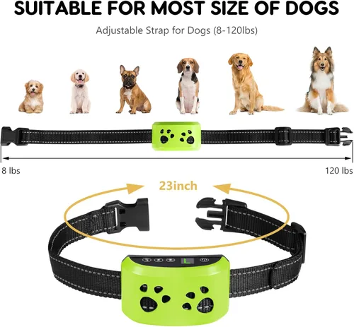 Miniatura 6 de Collar Antiladridos para Perros, Svtrat Collar Antiladridos Inteligente para Perros Pequeños, Medianos y Grandes con 4 Modos de Entrenamiento y 7