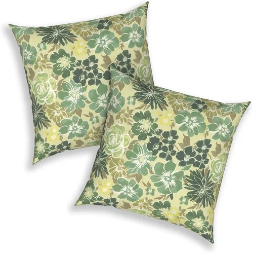 Miniatura 52 de Juego de 2 almohadas para exteriores de 16 x 16 pulgadas, repelentes al agua con interiores, para muebles de patio, hogar, jardín, geometría bohemia