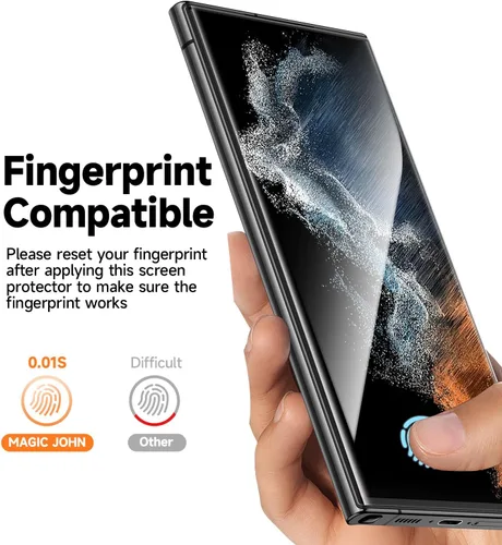 Miniatura 3 de MAGIC JOHN - Paquete de 2 protectores de pantalla para Samsung Galaxy S22 Ultra [película de cerámica PET] sin vidrio de 6.8 pulgadas