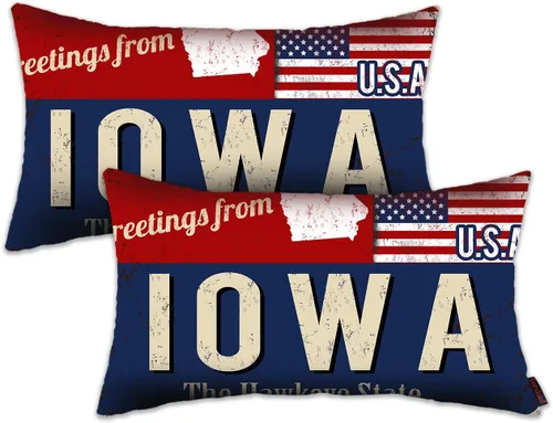 Miniatura 35 de Juego de 2 fundas de almohada de Florida de 12 x 20 pulgadas, decoración de recuerdo de Florida, funda de almohada lumbar con diseño de bandera