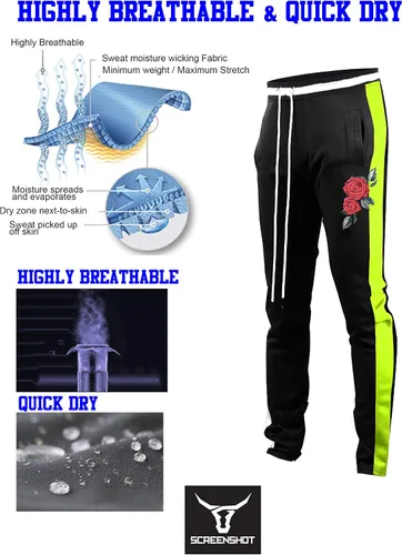 Miniatura 2 de Screenshot - Pantalones deportivos con cinta lateral estilo Hip Hop, ajuste ceñido, para hombre