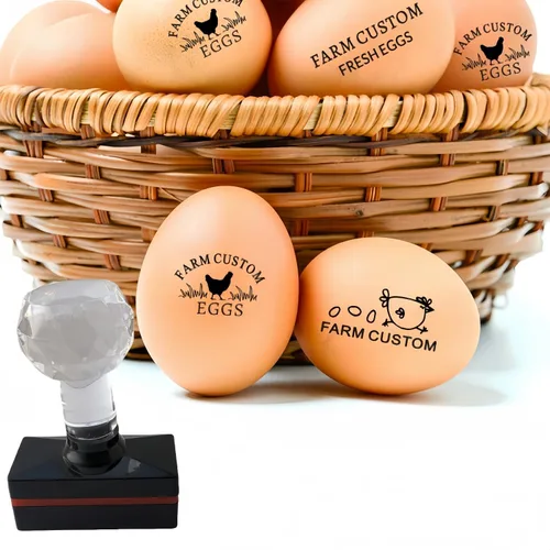 Sello de huevo personalizado para huevos frescos, etiquetas personalizadas con logotipo, sello de granja, sellos de cartón de huevos con tinta de