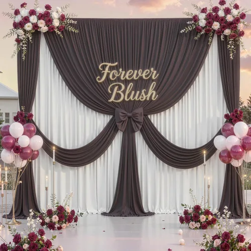 Miniatura 8 de Cortina de fondo marrón sin arrugas de 10 pies x 10 pies para fiestas, boda, telón de fondo para fotos, tela, 2 paneles de 5x10 pies para baby