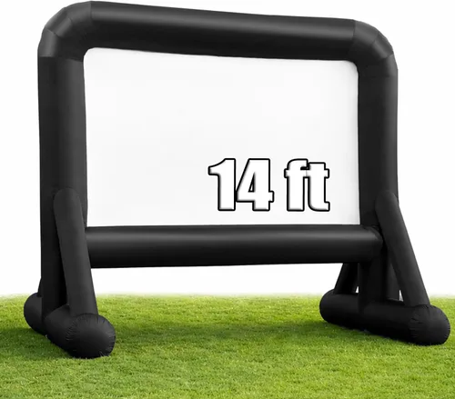 Pantalla de cine inflable de 14 pies, pantalla de proyector al aire libre para exteriores, patio trasero, noche de cine, fácil instalación, pantalla