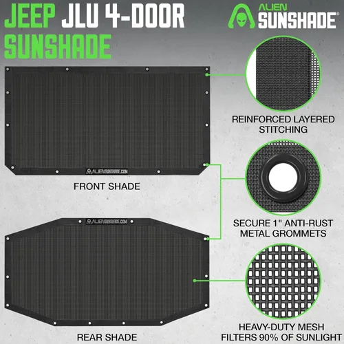 Miniatura 5 de Alien Sunshade - Parasol de malla frontal y trasero para techo, bloquea los rayos UV, el viento y el ruido (color negro)