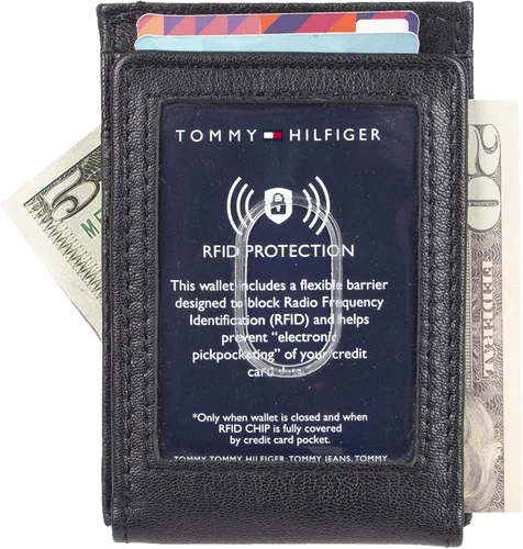 Miniatura 3 de Tommy Hilfiger Cartera delgada de cuero con bolsillo frontal para hombre