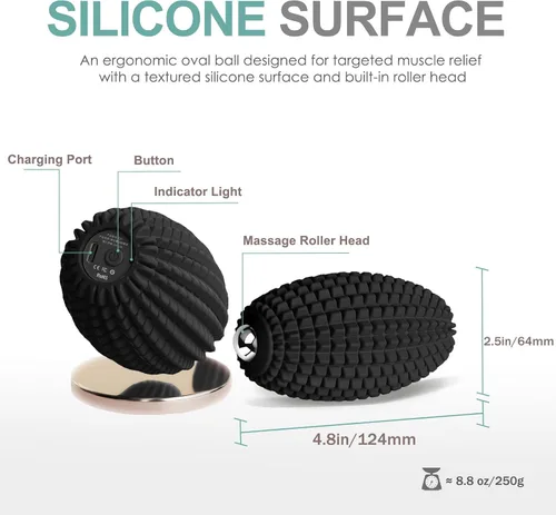 Miniatura 2 de Pelota de masaje vibratoria para recuperación muscular, bola de masaje miofascial de silicona, alivio de fascitis plantar, liberación de cadera