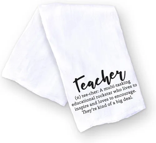 Toalla de cocina hecha a mano para profesores, definición de profesor, toalla de mano 100% algodón para apreciación del profesor, 28 x 28 pulgadas,