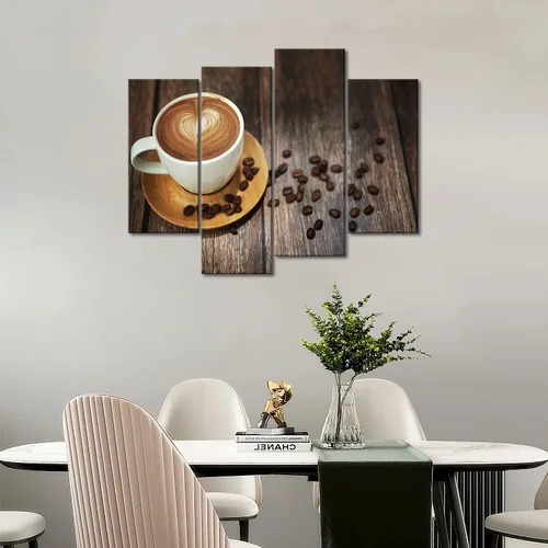 Miniatura 6 de Arte de pared de café marrón para bar, impresión de imagen con tema de café en lienzo para cocina, sala de estar, decoración del hogar