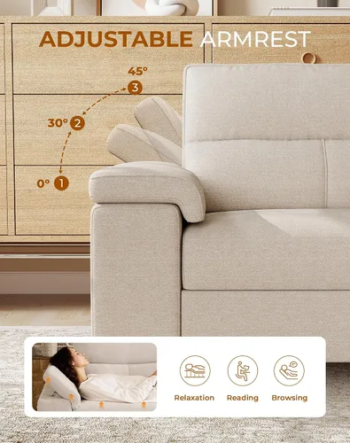 Miniatura 8 de Upvilla Sofá moderno de 71.25 pulgadas para sala de estar, sofás de asiento profundo con cojín de 8 pulgadas, cómodo sofá de amor de felpilla de 2
