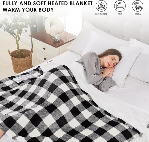 Miniatura 3 de Homemate - Manta eléctrica térmica de 50 x 60 pulgadas ultrasuave de franela, manta calefactora con 10 niveles de calor rápido, 8 horas de apagado