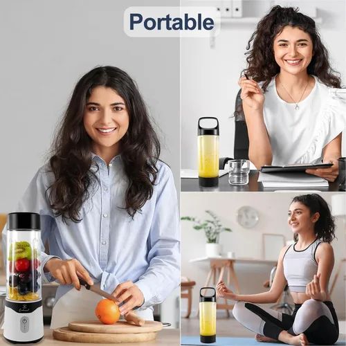 Miniatura 2 de COKUNST Licuadora portátil de 18 onzas, licuadora de tamaño personal recargable por USB, licuadora de batidos con 6 cuchillas para proteínas