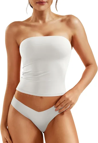 Miniatura 23 de YEOREO Sophie - Camiseta de tubo larga sexy para mujer, con doble forro, básica, Y2K, para verano, sin tirantes, ajustada, para salir