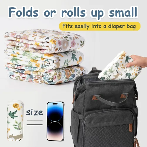 Miniatura 5 de Cambiador de pañales para bebé, 31.5 x 21.5 pulgadas, extra grande, impermeable, absorbente, portátil, cambiador reutilizable para viajes o uso