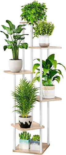 Miniatura 15 de AZERPIAN Soporte para plantas de 4 niveles para interiores, estante de flores de metal para múltiples plantas, soportes altos de esquina para flores