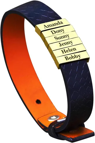 Miniatura 23 de Pulseras de cuero personalizadas para hombre con 1-6 nombres, pulsera trenzada personalizada con cuentas para papá, marido, día del padre, San