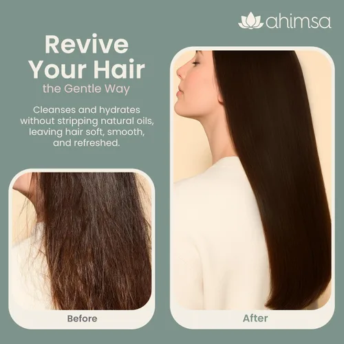 Miniatura 5 de Ahimsa Gentle Daily Shampoo sin parabenos sulfatos, champú orgánico para cabello seco dañado, rizado y tratado con color, aminoácidos de manzana