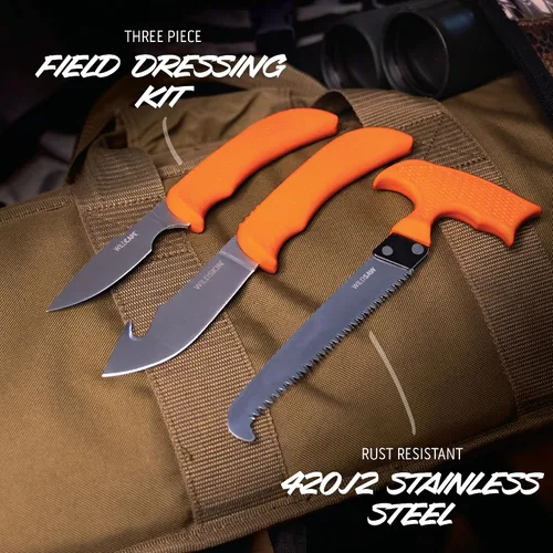 Miniatura 4 de OUTDOOR EDGE WildGuide - Juego de cuchillos de caza de 4 piezas y kit de aderezo de campo, con hoja afilada, cuchillo para desollar con gancho