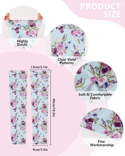 Miniatura 5 de 2 Pairs Gardening Sleeves for Women Sun Protection Arm Sleeves for Women Anti-Slip Floral Gardening Sleeves 03