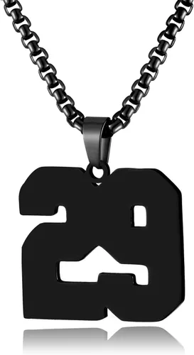 Miniatura 62 de Collar de Número Dorado para Hombre, Cadena de Acero Inoxidable con Colgante de Número para Atletas, Joyería Deportiva Personalizada para Niños