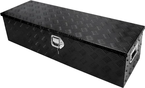 Miniatura 23 de confote Caja de herramientas de 20 pulgadas con rayas de aluminio plateado para cama de camioneta pickup, remolque RV, organizador de almacenamiento