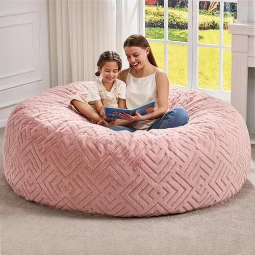 Miniatura 31 de Hobestluk Sillas de Puf para Adultos, Silla de Puf con Relleno, Bolsas Grandes con Funda de Felpa en Relieve, Sillas de Puf Gigantes para Adultos